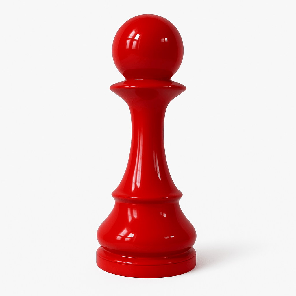 Statue Échecs - GRANDIOSE en forme de pion rouge brillant, design contemporain en résine résistante pour décoration extérieure ou intérieure.