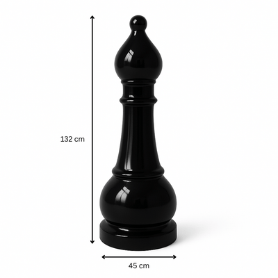 Statue Échecs - GRANDIOSE en forme de fou noir de 132 cm en résine, design contemporain pour décoration extérieure ou jardin.