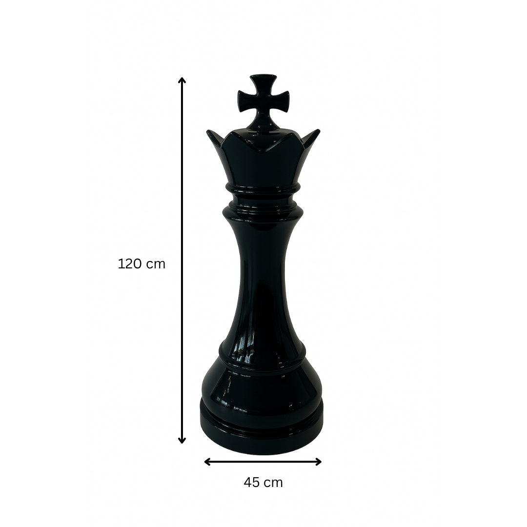 Statue Échecs - GRANDIOSE représentant un roi noir en résine de 120 cm de hauteur et 45 cm de largeur. Design contemporain pour décoration extérieure.