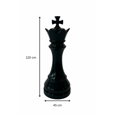 Statue Échecs - GRANDIOSE représentant un roi noir en résine de 120 cm de hauteur et 45 cm de largeur. Design contemporain pour décoration extérieure.