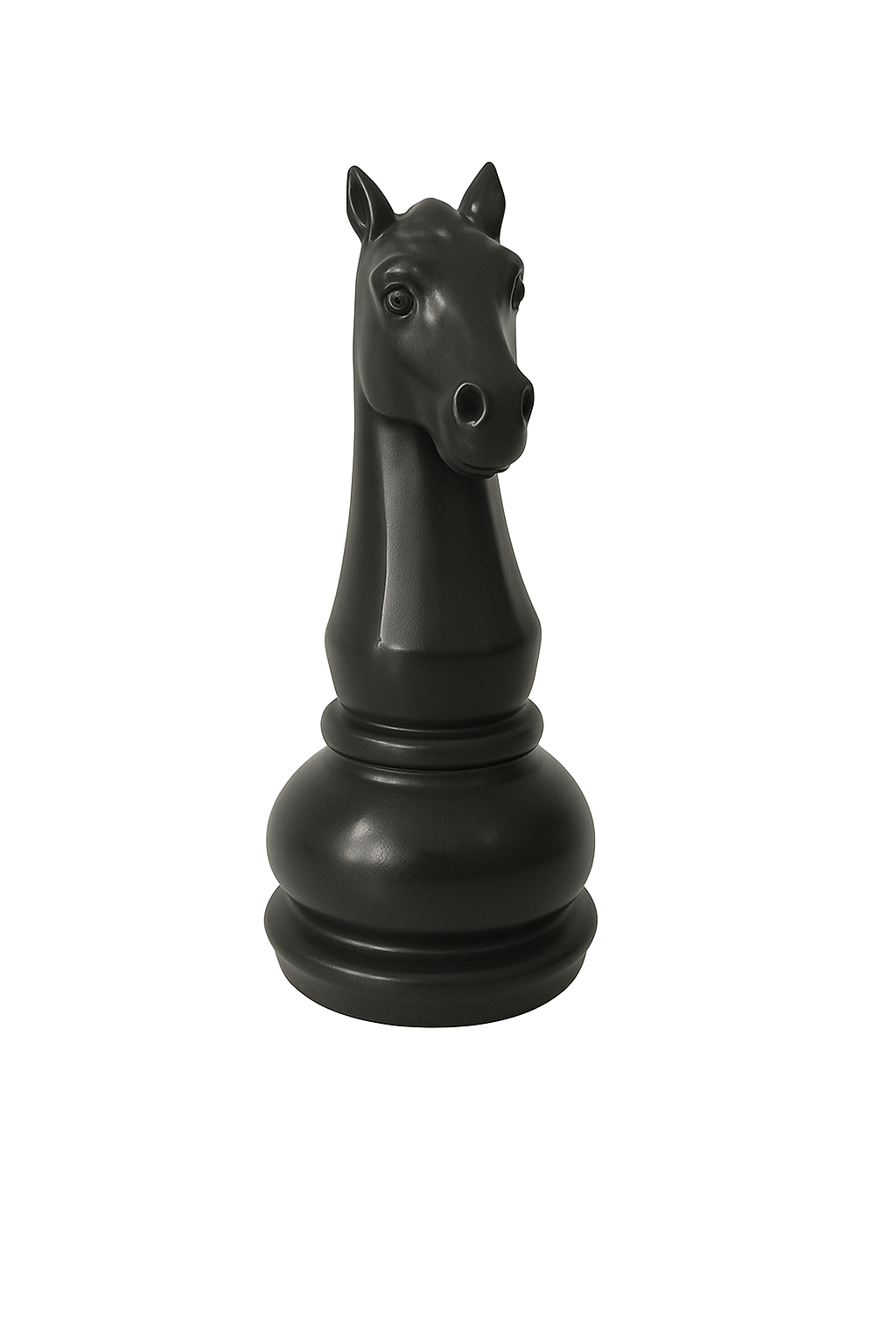 Statue Échecs - GRANDIOSE représentant un cavalier noir en résine de 1m40. Design contemporain pour décoration extérieure ou intérieure.