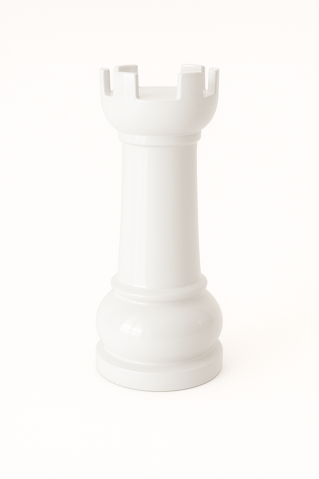 Statue Échecs - GRANDIOSE représentant une tour blanche en résine de 1m40, design contemporain pour décoration extérieure ou intérieure.
