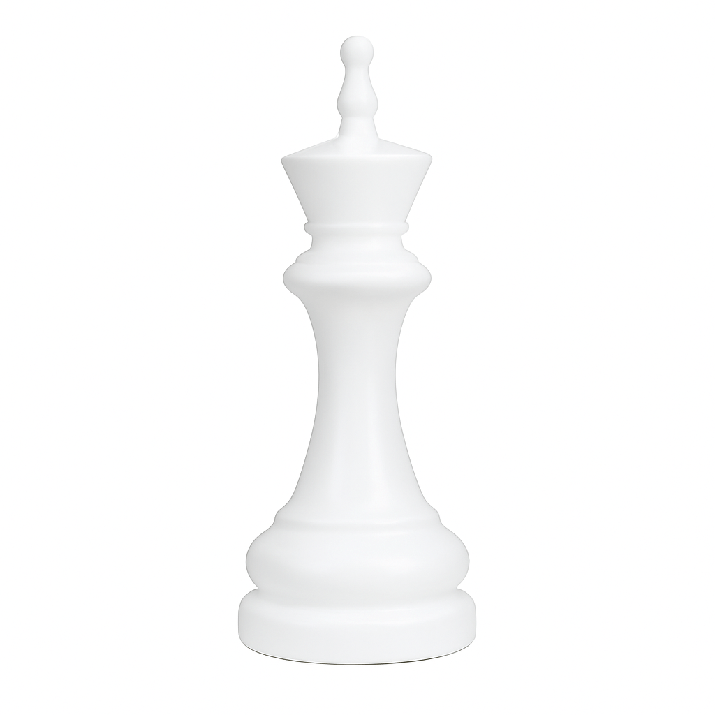 Statue Échecs - GRANDIOSE représentant un roi blanc en résine de 1m40, design contemporain pour décoration extérieure ou jardin.