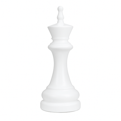 Statue Échecs - GRANDIOSE représentant un roi blanc en résine de 1m40, design contemporain pour décoration extérieure ou jardin.