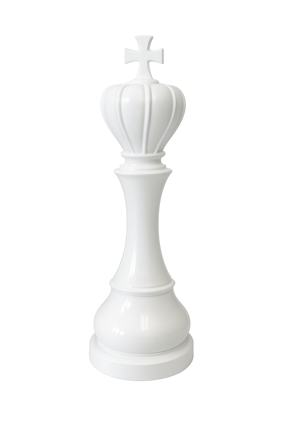Statue Échecs - GRANDIOSE représentant un roi blanc en résine de 1m40, design contemporain pour décoration extérieure ou jardin.