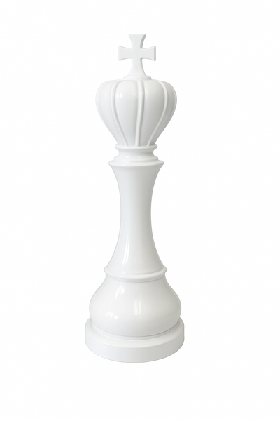 Statue Échecs - GRANDIOSE représentant un roi blanc en résine de 1m40, design contemporain pour décoration extérieure ou jardin.