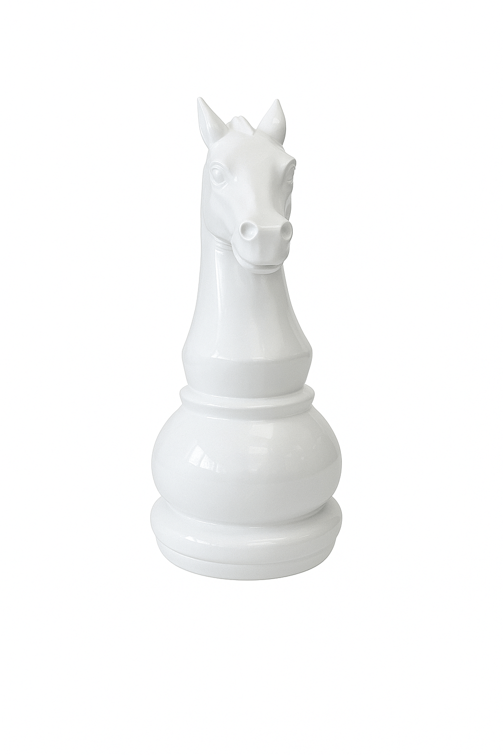 Statue Échecs - GRANDIOSE représentant un cavalier blanc en résine de 1m40, design contemporain pour décoration intérieure ou extérieure.