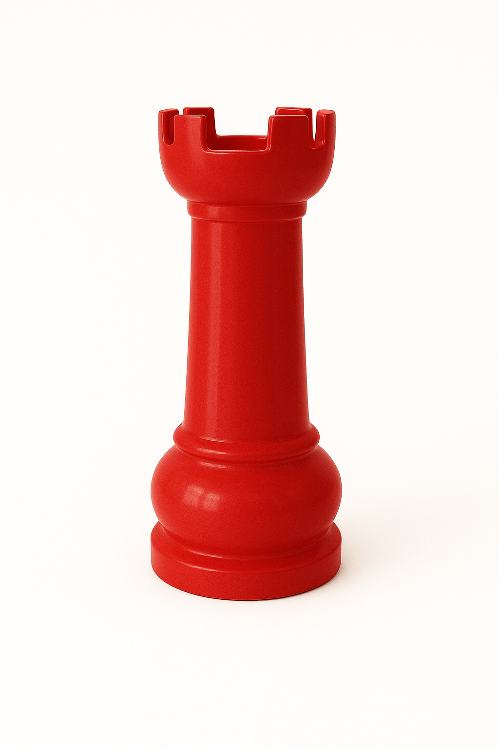 Tour d’échecs géante rouge en résine de 1m40, modèle GRANDIOSE. Sculpture décorative contemporaine pour jardin ou terrasse, résistante aux intempéries.